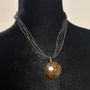 Vintage Fig Pendant Ribbon Choker Necklace